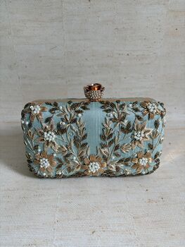 Green Silk Rectangular Clutch Bag, 4 of 12