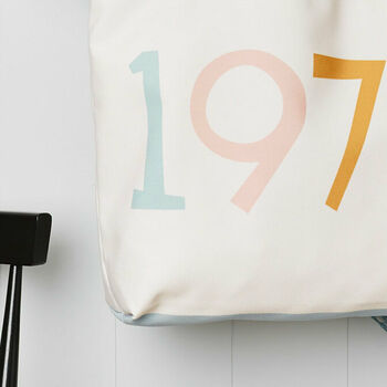 Personalised Birth Year Shopping Tote Beach Bag, 2 of 6