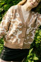 Beige Bold Floral Outline Print Cardigan, thumbnail 1 of 8