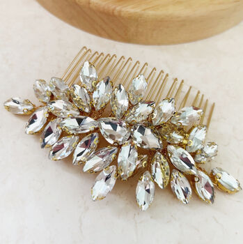 Gold And Clear Crystal Hair Comb, 4 of 4