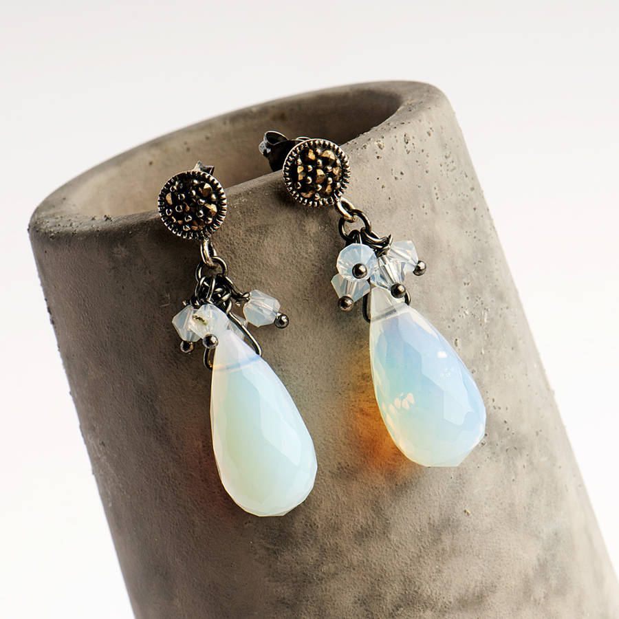 Vintage Opalite Drop Earrings By Grace Valour Notonthehighstreet Vintage Opalite Drop Earrings