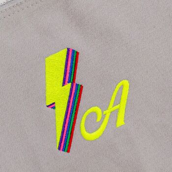 Yellow Personalised Pouch Initial And Lightning Bolt, 5 of 5