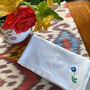 Set Of Six Hand Embroidered Floral Napkins, thumbnail 2 of 5