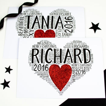 Personalised Christmas Heart Glitter Card, 4 of 6