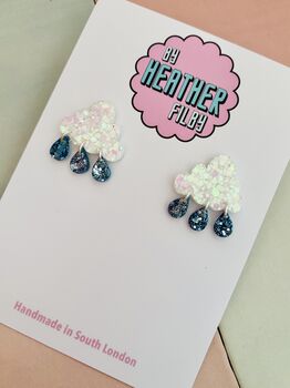 White Cloud Glitter Earrings / Head In The Clouds Gift / Dreamy Aesthetic / Silver Lining Positivity Gift, 2 of 5