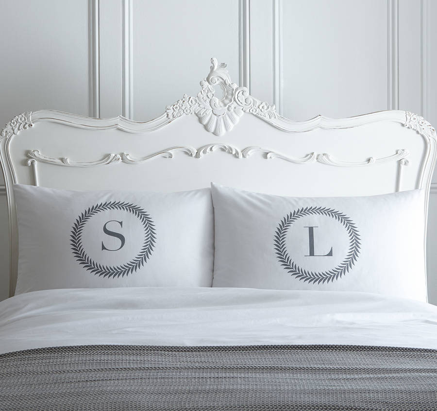 Wreath Initial Personalised Pillowcases, 1 of 4