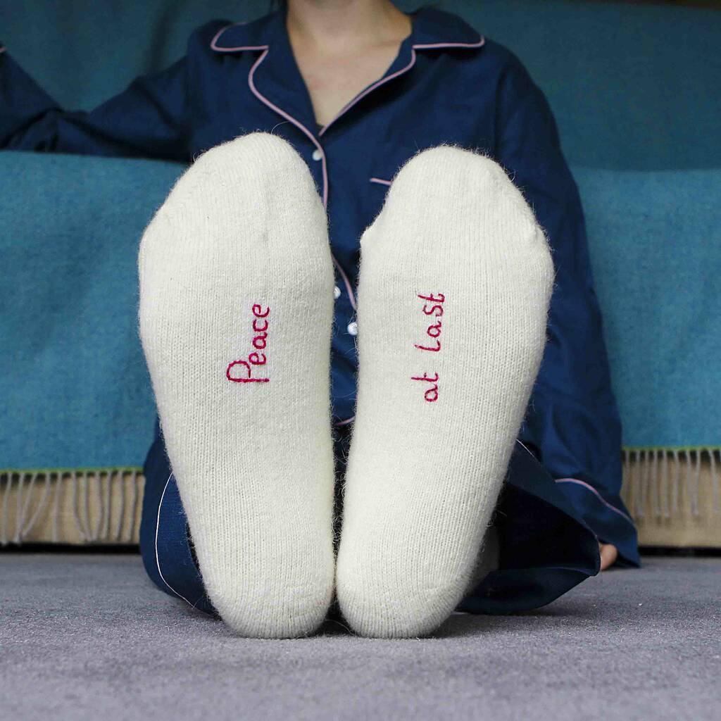 peace at last bed socks by stephieann | notonthehighstreet.com