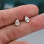 Sterling Silver Pear Cut Moissanite Earrings, thumbnail 3 of 8