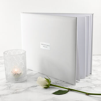 Personalised Luxury White Italian Leather Memoriam Book, 4 of 12