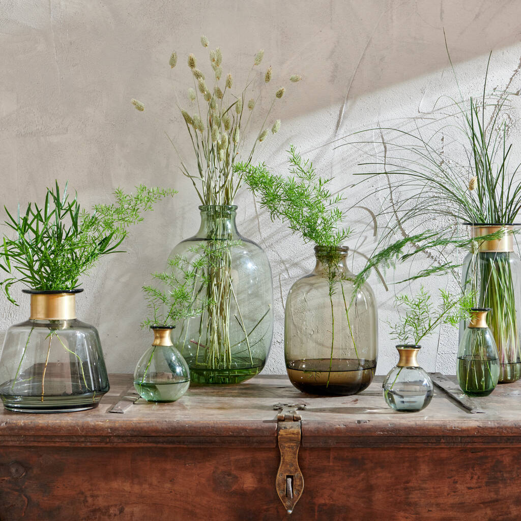 Rounded Brass And Coloured Glass Vase By all things Brighton beautiful