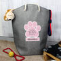 Personalised Pink Paw Print Dog Toy Storage Bag, thumbnail 2 of 3