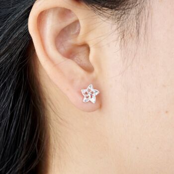 Silver Flower Studs, Minimalistic Stud Earrings, Small Studs, 2 of 7