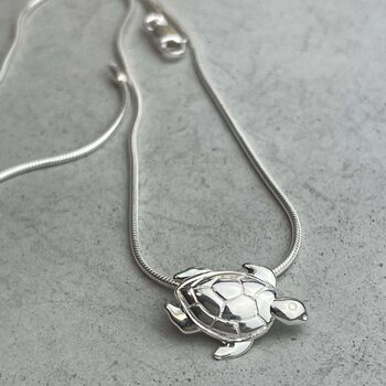 Sterling Silver Turtle Necklace, Sealife Jewellery, 10 of 12