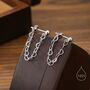 Sterling Silver Heart Chain Stud Earrings, thumbnail 1 of 10