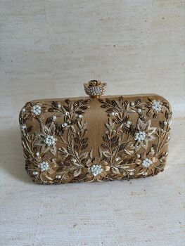 Gold Embroidered Rectangular Clutch Bag, 5 of 11