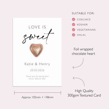 Chocolate “Love Is Sweet” Personalised Wedding Favours, 3 of 4