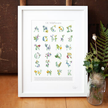Inky Wildflower Alphabet A To Z Illustrated Print, 7 of 12