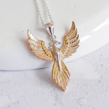 Personalised Gold Plated Sterling Silver Phoenix Necklace, 3 of 10