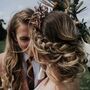 Topaz Bronze Ruscus Dried Flower Crown Wedding Headband, thumbnail 3 of 4