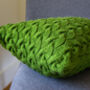 Contemporary Lattice Knit Cushion Hand Knit In Emerald, thumbnail 2 of 5