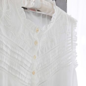 Women's White Cotton Elegant Personalised Nightdress, 4 of 4