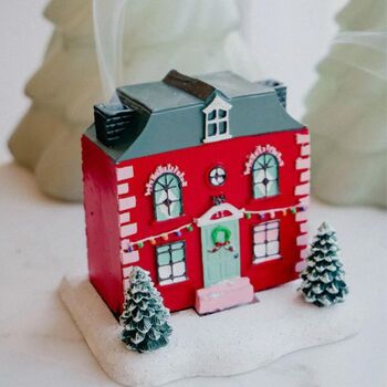 Christmas Red House With Trees Incense Cone Burner, 5 of 5
