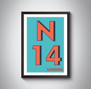 N14 Southgate London Postcode Typography Print, 4 of 10