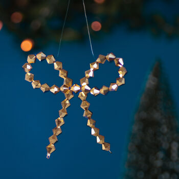 Gold Crystal Bow Christmas Ornament, 2 of 3