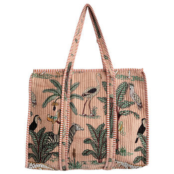 Jungle Print Large Quilted Cotton Tote Bag In Peach, 2 of 7