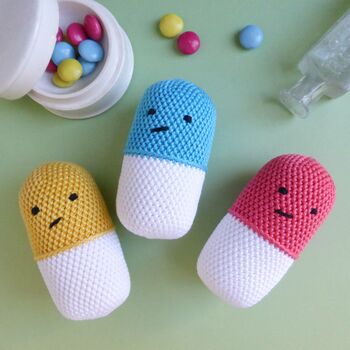 Crocheted Pill Rattle Science Soft Toy, 4 of 7