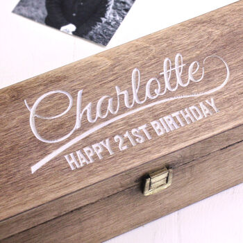 Personalised Wooden 'Name' Vintage Style Wine Box, 2 of 3