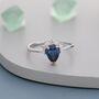 Pear Cut Sapphire Blue Cz Crown Ring In Sterling Silver, thumbnail 1 of 12