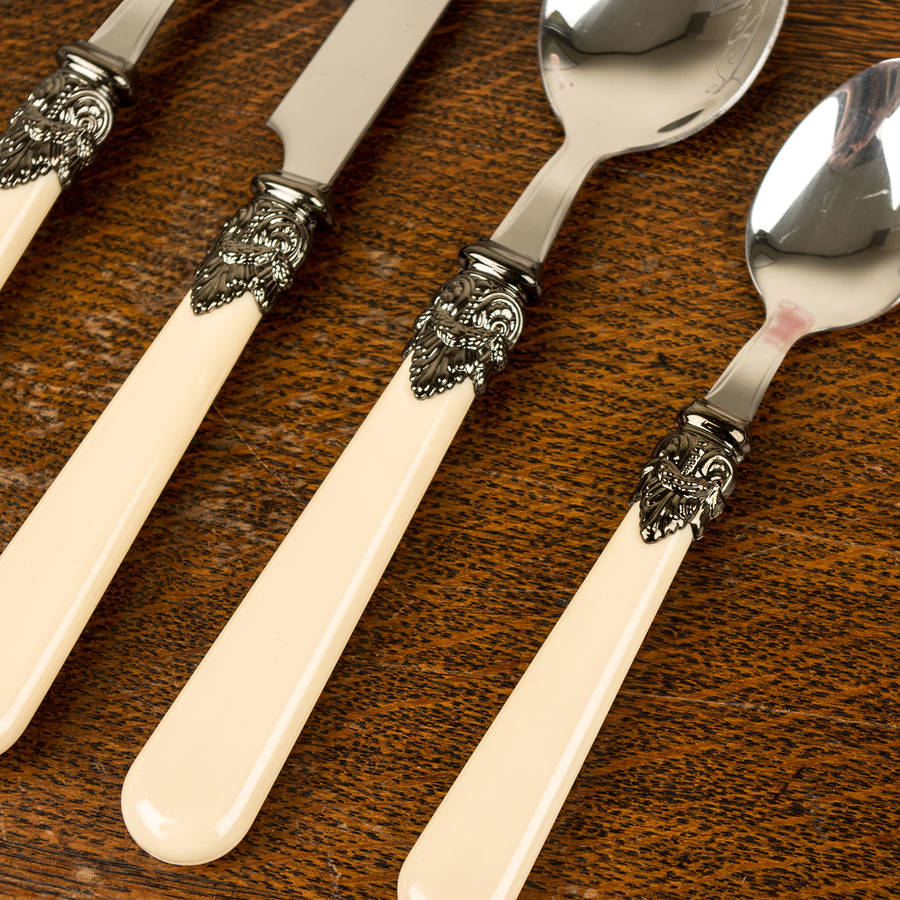 24 Piece French Antique Cream Cutlery By Dibor