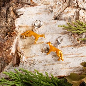 Enamelled Sterling Silver Fox Charm, 2 of 9
