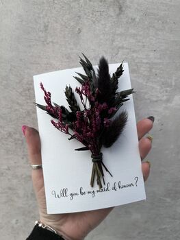 Gothic Dried Flower Bridesmaid/Maid Of Honour Proposal Gift Card, 5 of 6