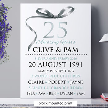 Personalised Silver Wedding Anniversary Typography, 9 of 9
