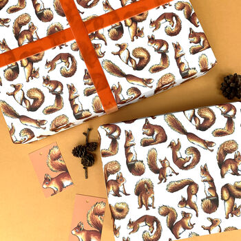 Red Squirrel Watercolour Wrapping Paper, 10 of 12