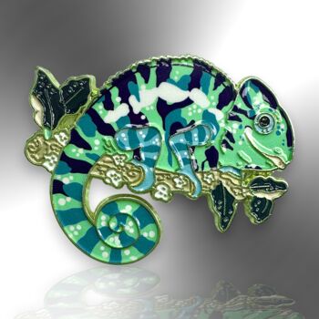 Chameleon Green Lizard Enamel Pin, 3 of 8