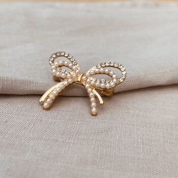 Pearl And Crystal Bow Brooch, 5 of 5