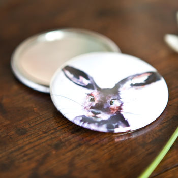 Inky Hare Pocket Compact Mirror, 3 of 3