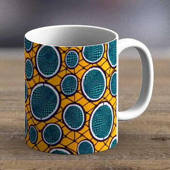 Blue And Yellow Ankara Print Fabric Mug 26, 2 of 2