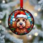 Poodle Blonde In Santa Hat Suncatcher Decoration, thumbnail 3 of 6