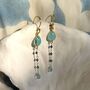 Chalcedony, Tanzanite And Blue Topaz Gold Drop Earrings, thumbnail 1 of 7