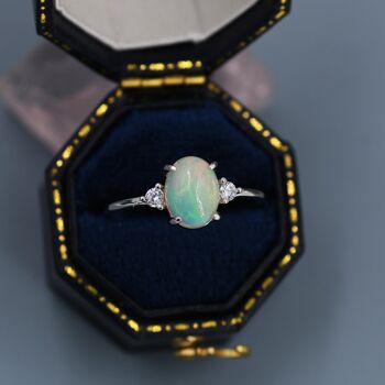 Sterling Silver Genuine Opal Ring, 5 of 12