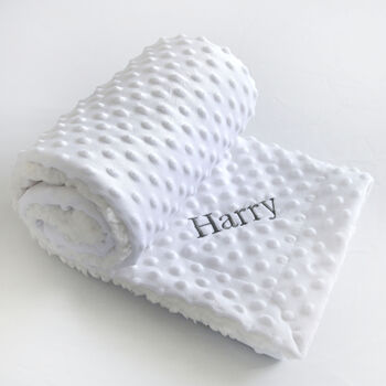 Personalised White Bobble Sherpa Baby Blanket, 4 of 8