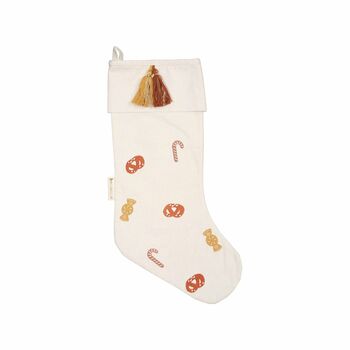 Organic Embroidered Candy Themed Christmas Stocking, 4 of 5