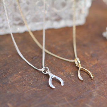 Madison Sterling Silver Wishbone Necklace, 3 of 4