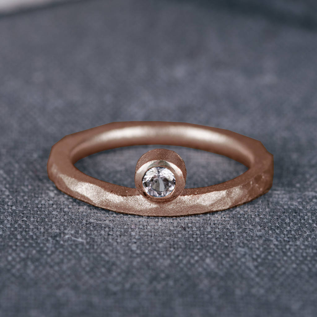 9ct Rose Gold Offset Engagement Ring With Diamond, 1 of 3