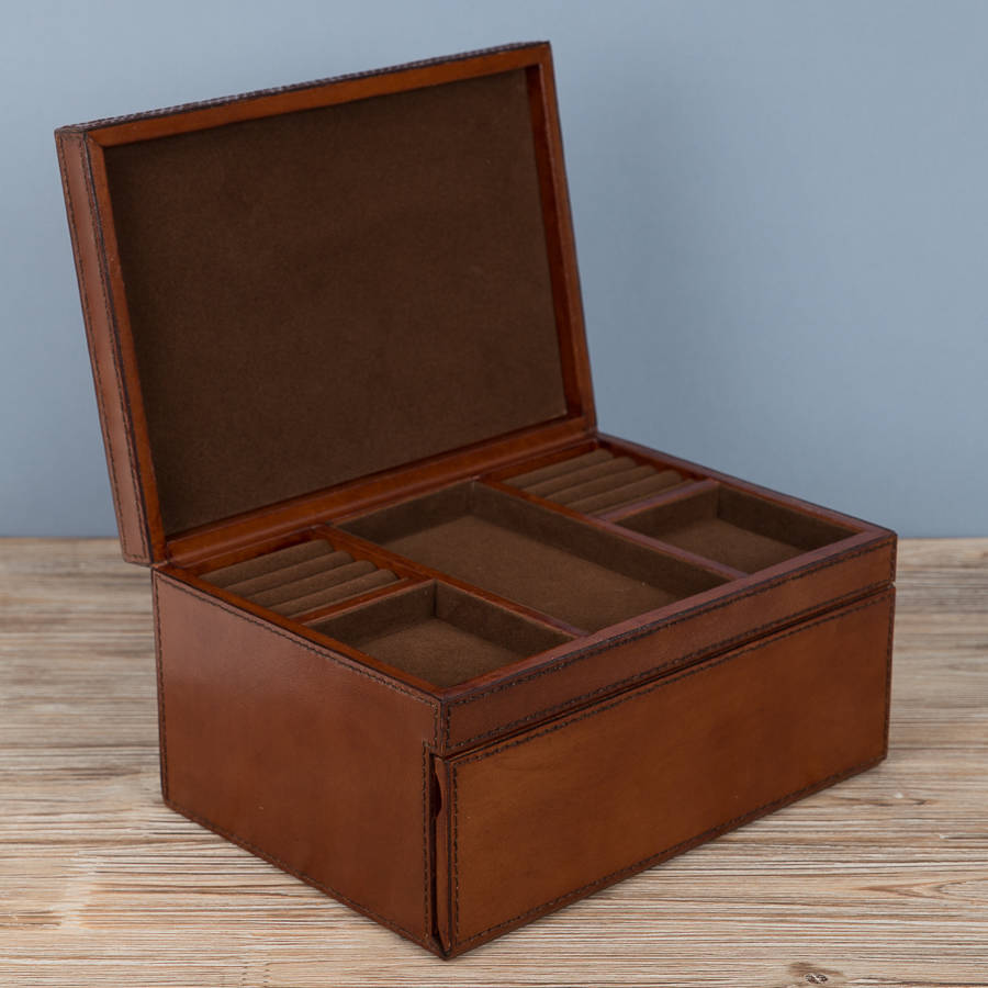 gents personalised large leather jewellery box by ginger rose ...