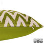 Green Zig Zag Silk Ikat Velvet Cushion Cover 40x60cm, thumbnail 3 of 6